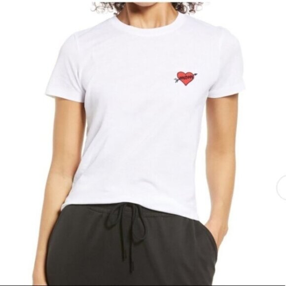 HALOGEN Mom heart Embroidered Mothers Day T-Shirt XS - Picture 1 of 9